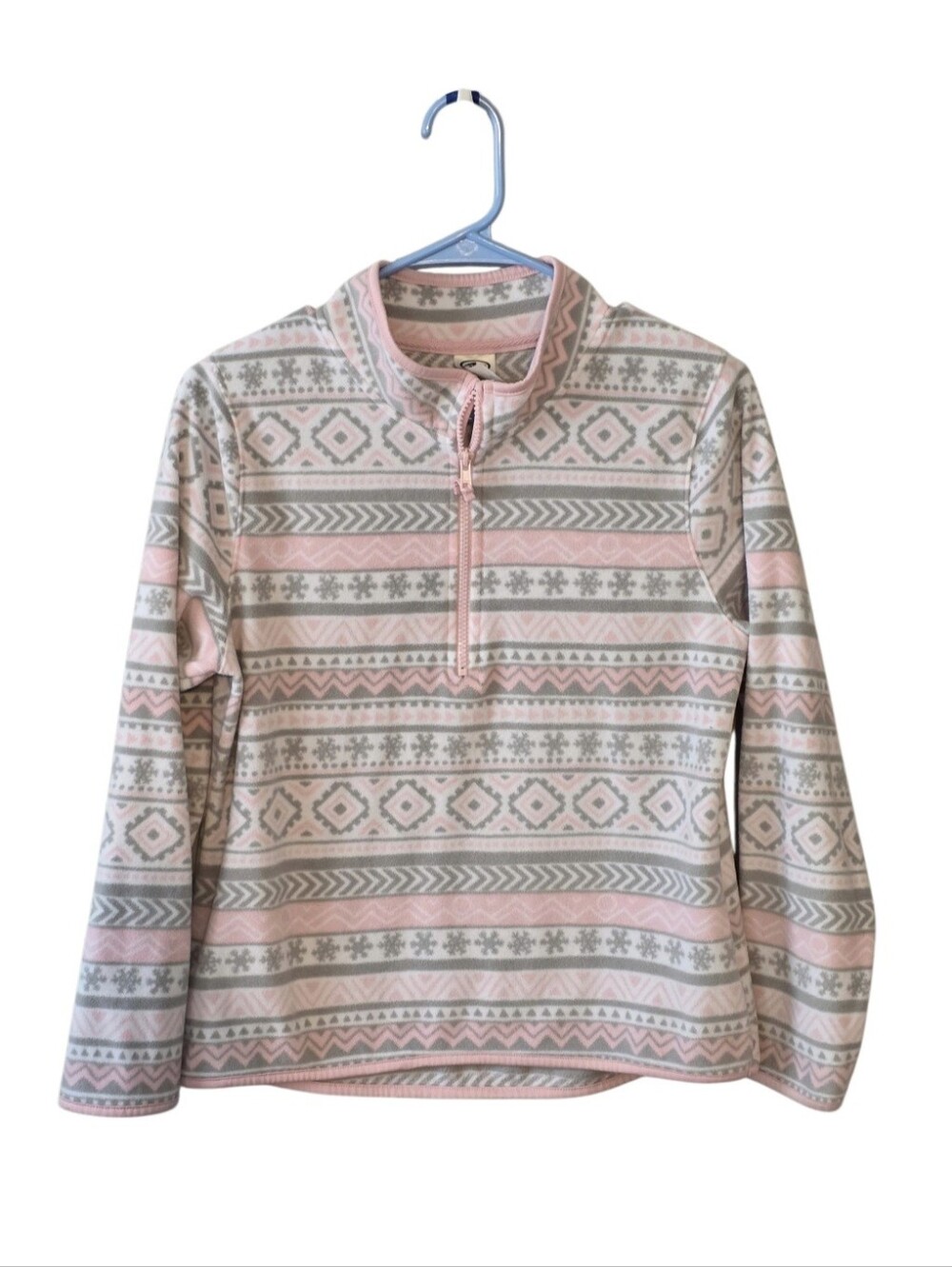 Girls Athletic Works Pink Grey Snowflake Fleece Sweater Size XL 14/16 Plus